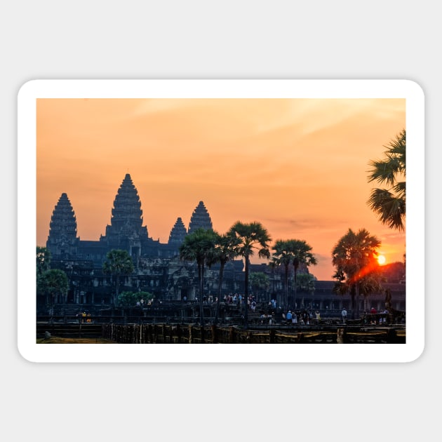 Temple complex at Angkor Wat in Cambodia Sticker by Offiinhoki